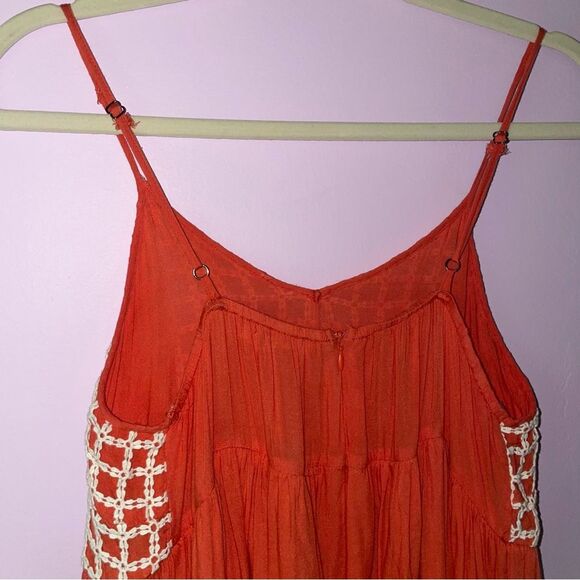 Entro Sundress M Orange Crochet Empire Mini Dress - Picture 6 of 11